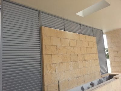 Privacy Screen Louvers  with fixed welded Louvers in a fixed frame