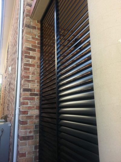 Privacy Screen Louvers  with fixed welded Louvers in a fixed frame