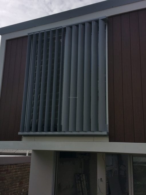 Privacy Screen  with Adjustable 160mm Vertical Louvers Blades  in a fixed frame