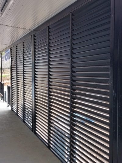 Privacy Screen Louvers  with fixed welded Louvers in a fixed frame