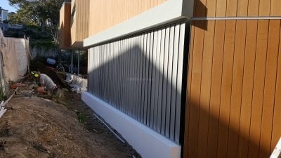 Privacy Screen  with Adjustable 160mm Vertical Louvers Blades  in a fixed frame