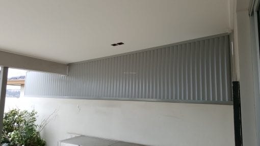 Privacy Screen Louvers  with fixed welded Louvers in a fixed frame running Vertically with a angled roof - Image 3