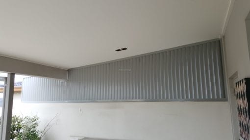 Privacy Screen Louvers  with fixed welded Louvers in a fixed frame running Vertically with a angled roof - Image 4