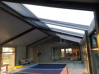 Retracta Roof The Sliding Roof System 4Bay 4Panel above a Pool