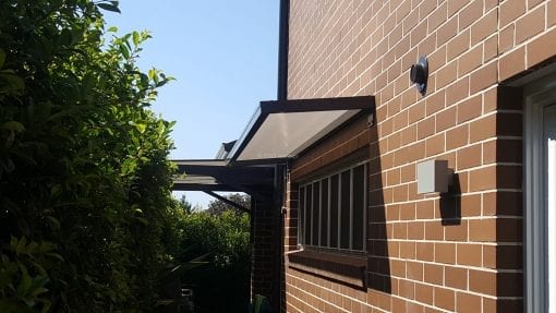 Slimline polycarb Awning with wall Brackets