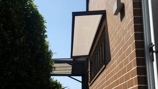 Slimline polycarb Awning with wall Brackets