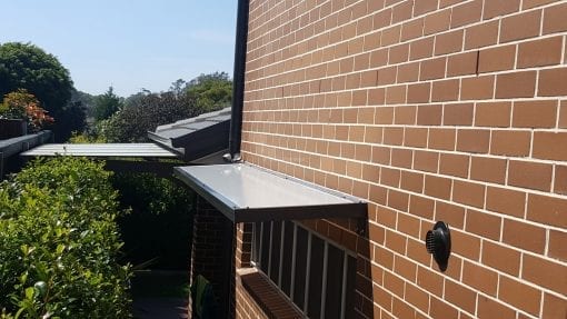 Slimline polycarb Awning with wall Brackets