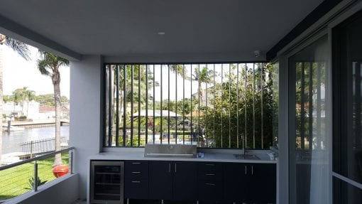 Privacy Screen  with Adjustable 160mm Vertical Louvers Blades  in a fixed frame