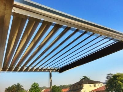 Louvre Patio cover with Adjustable 160mm  Louvers Blades  in a fixed frame