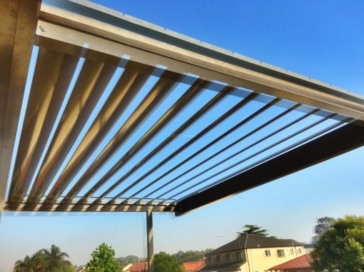 Louvre Patio cover with Adjustable 160mm  Louvers Blades  in a fixed frame