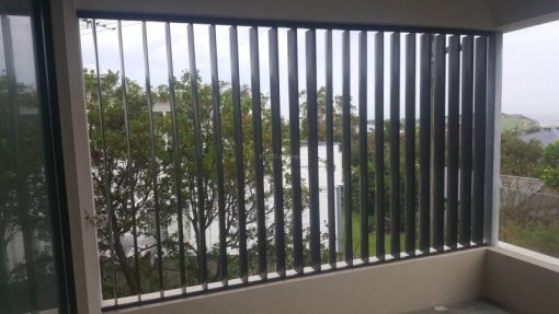 Privacy Screen  with Adjustable 160mm Vertical Louvers Blades  in a fixed frame