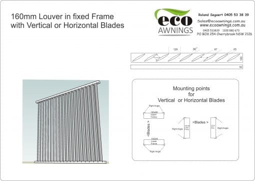 Privacy Screen louver with 160mm fixed vertical blades 100x50 box frame - Image 10