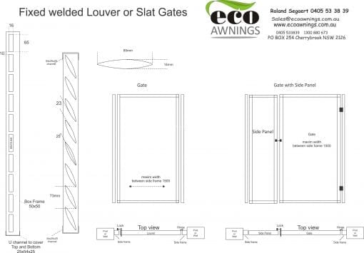 Privacy screen fixed welded louver GATE drawings