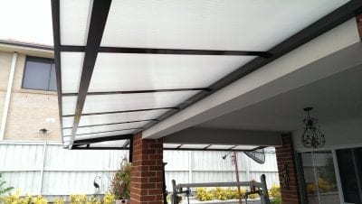 Canter Lever Twin wall Polycarb awnings