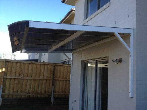 Canter Lever Twin wall Polycarb awnings with a bull nose - Image 2