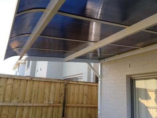 Canter Lever Twin wall Polycarb awnings with a bull nose - Image 4