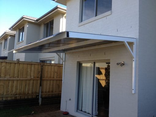 Canter Lever Twin wall Polycarb awnings with a bull nose - Image 7