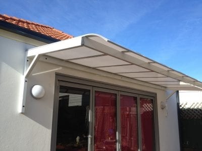 Canter Lever Twin Wall Polycarb Awnings with a bull nose