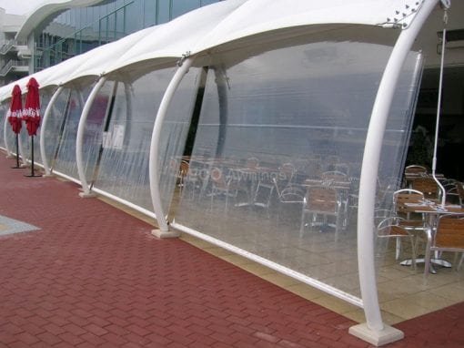 Clear plasic straight drop awnings