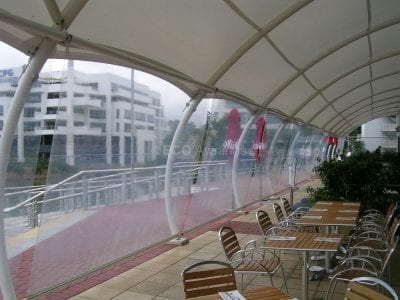 Clear plasic straight drop awnings